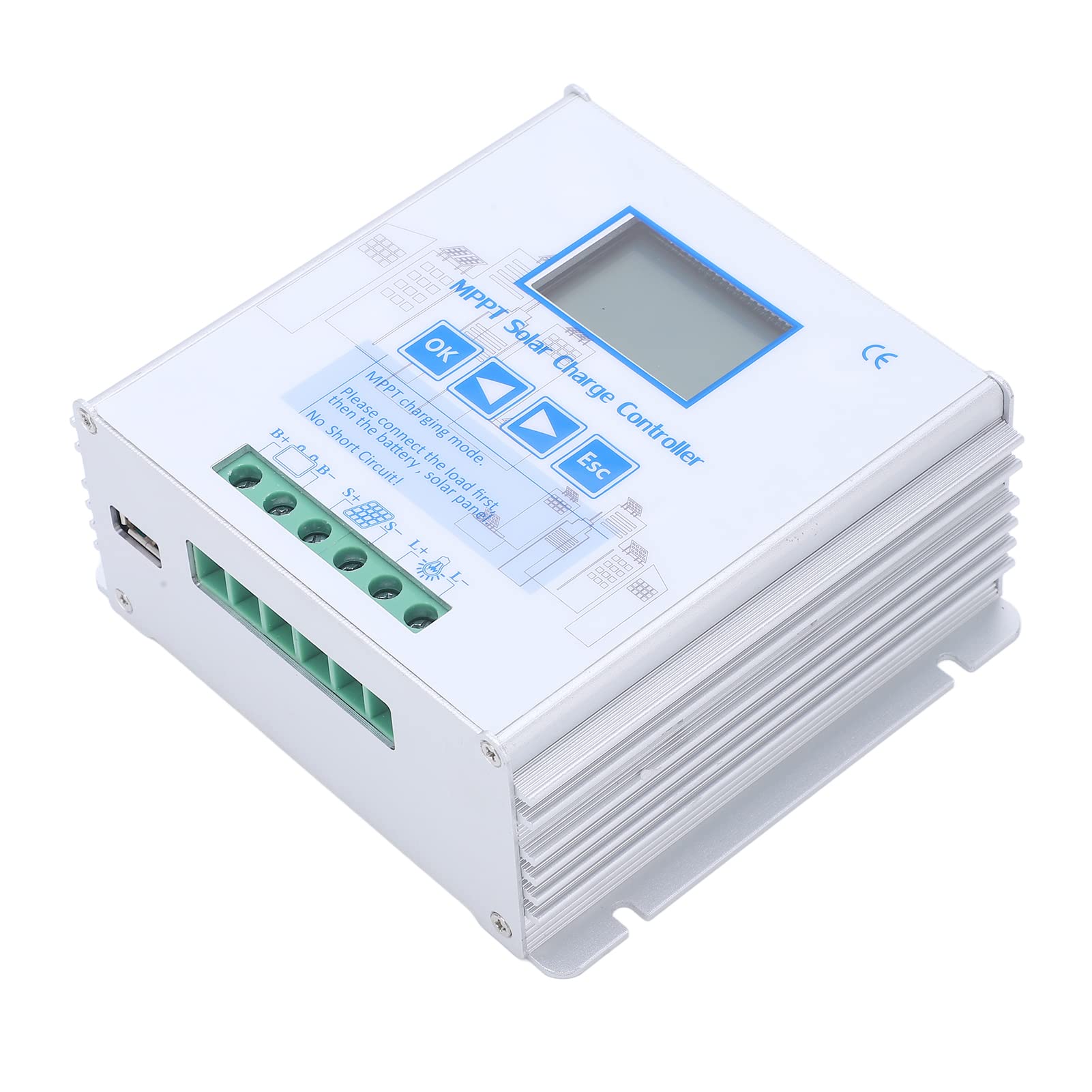 Controlador de carga solar MPPT de 40 A, 12 V y 24 V; regulador eficiente para paneles solares con protección contra inversión de polaridad; controlador de energía en aleación de