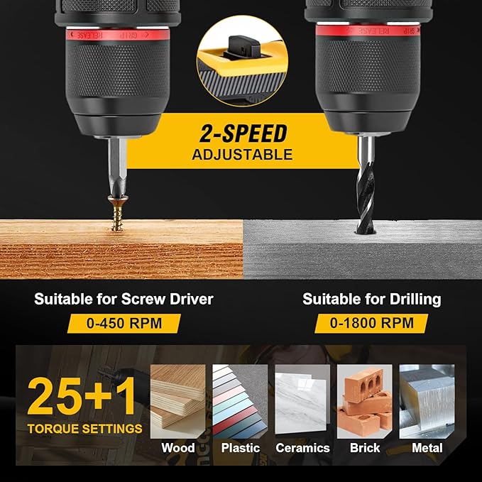 Taladro Inalámbrico KELNOW 21V Sin Escobillas con 2 Baterías y 87 Piezas miniatura 4