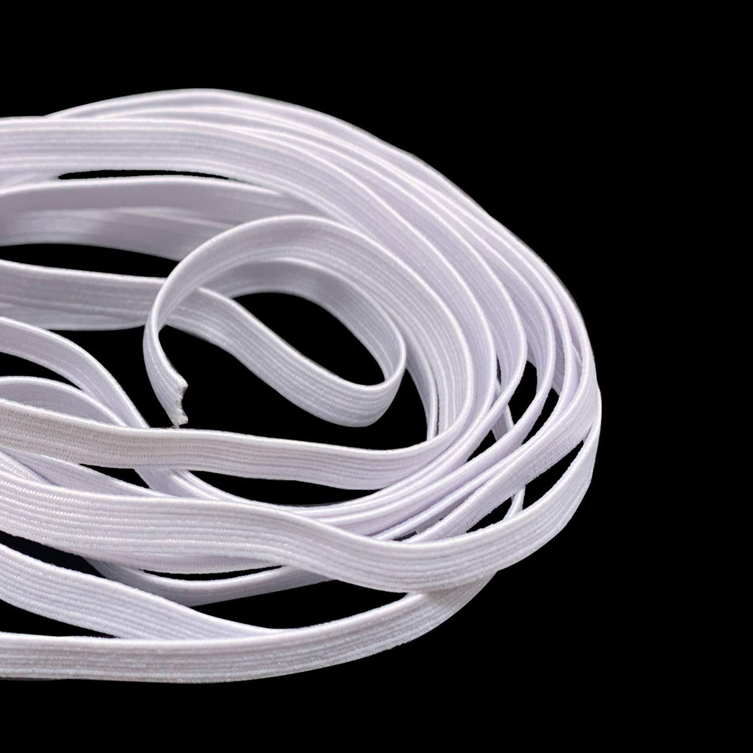 10m Elastic, Flat Elastic Band 6mm Elastic Cord White Earloop Cord ...
