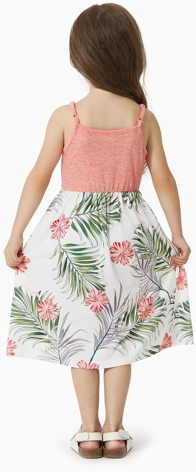 PATPAT Family Matching Outfits Mommy and Me Dresses Spaghetti Sleeveless Summer Vacation Hawaiian Dress and T-Shirts Sets - Image 4