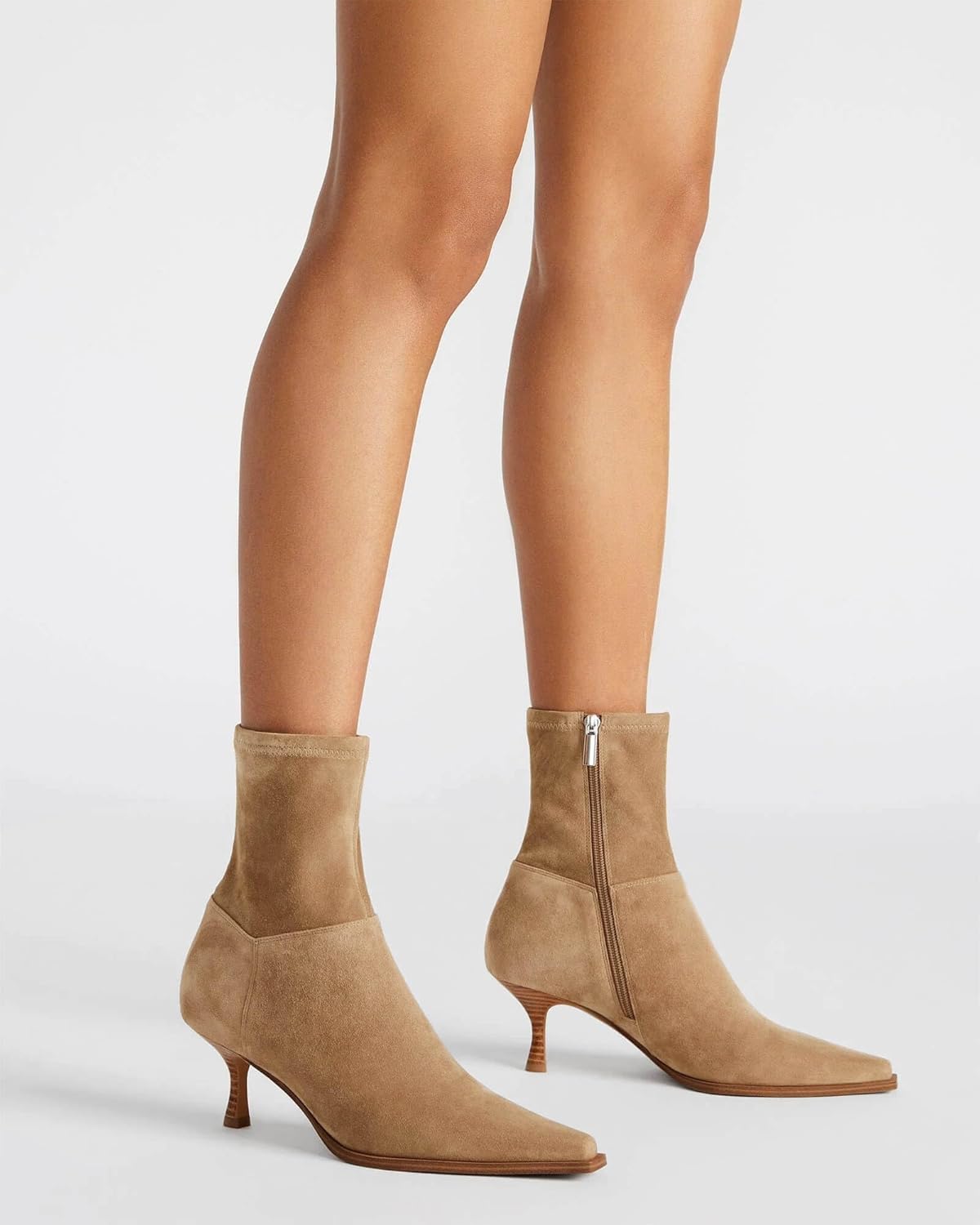 Coutgo Womens Kitten Low Heel Ankle Boots Pointed Toe Side Zipper Short Booties Fall Shoes - Image 2