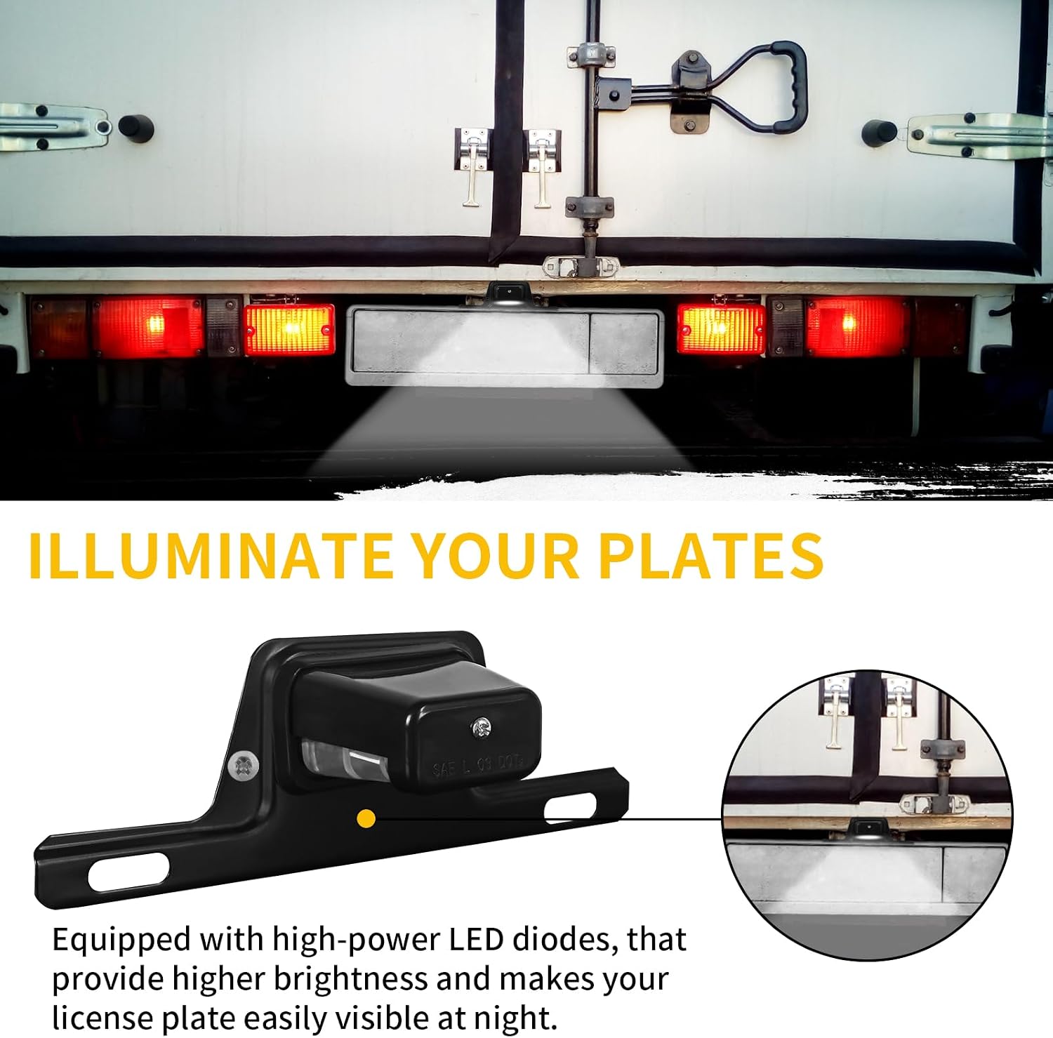 LED License Plate Light with Steel Bracket, Waterproof 12V Universal Trailer Tag Lamp for Truck RV Boat Utility Vehicle Semi Truck, DOT Compliant, ABS Housing, Submersible Design