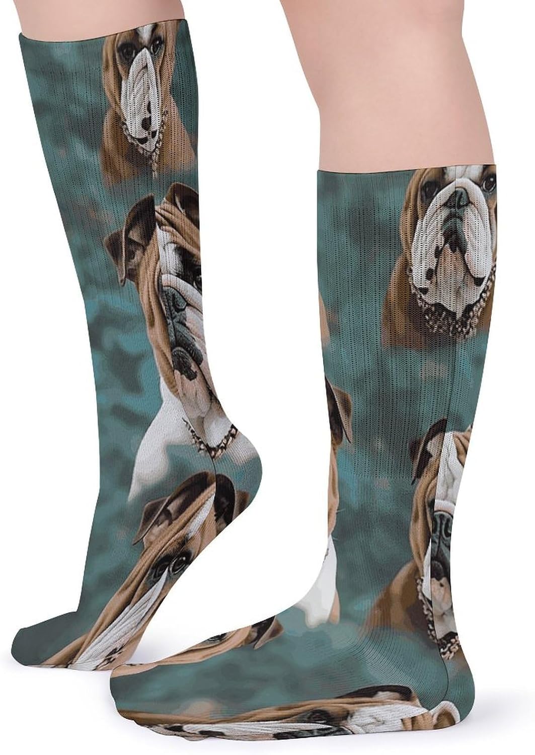 Funny English Bulldog Knee High Socks Cozy Knee High Socks Soft Mid-Length Sock for All Seasons Daily Wear Adult