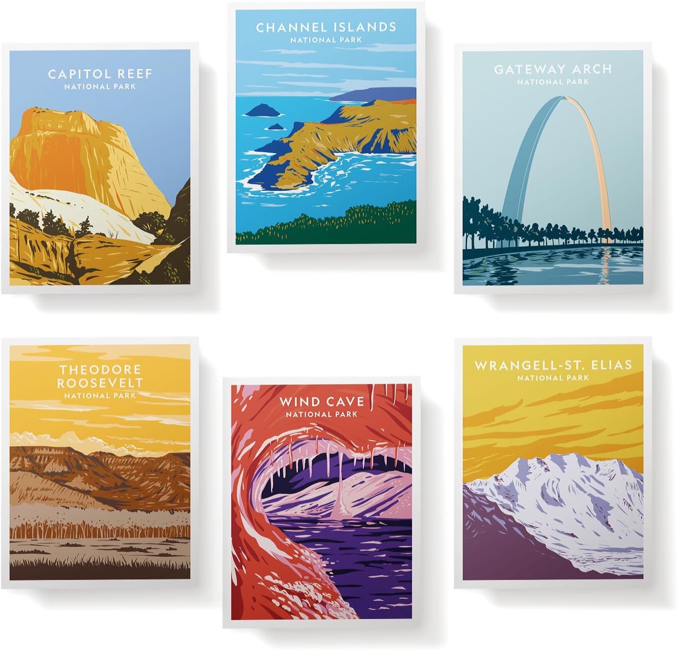 Twigs Paper - Assorted Art National Parks Greeting Cards - Stationery Cards with Envelopes - Thank You and Blank Note Cards - Greeting Cards for All Occasions - Made in USA (5.5 x 4.25, Set of 24)