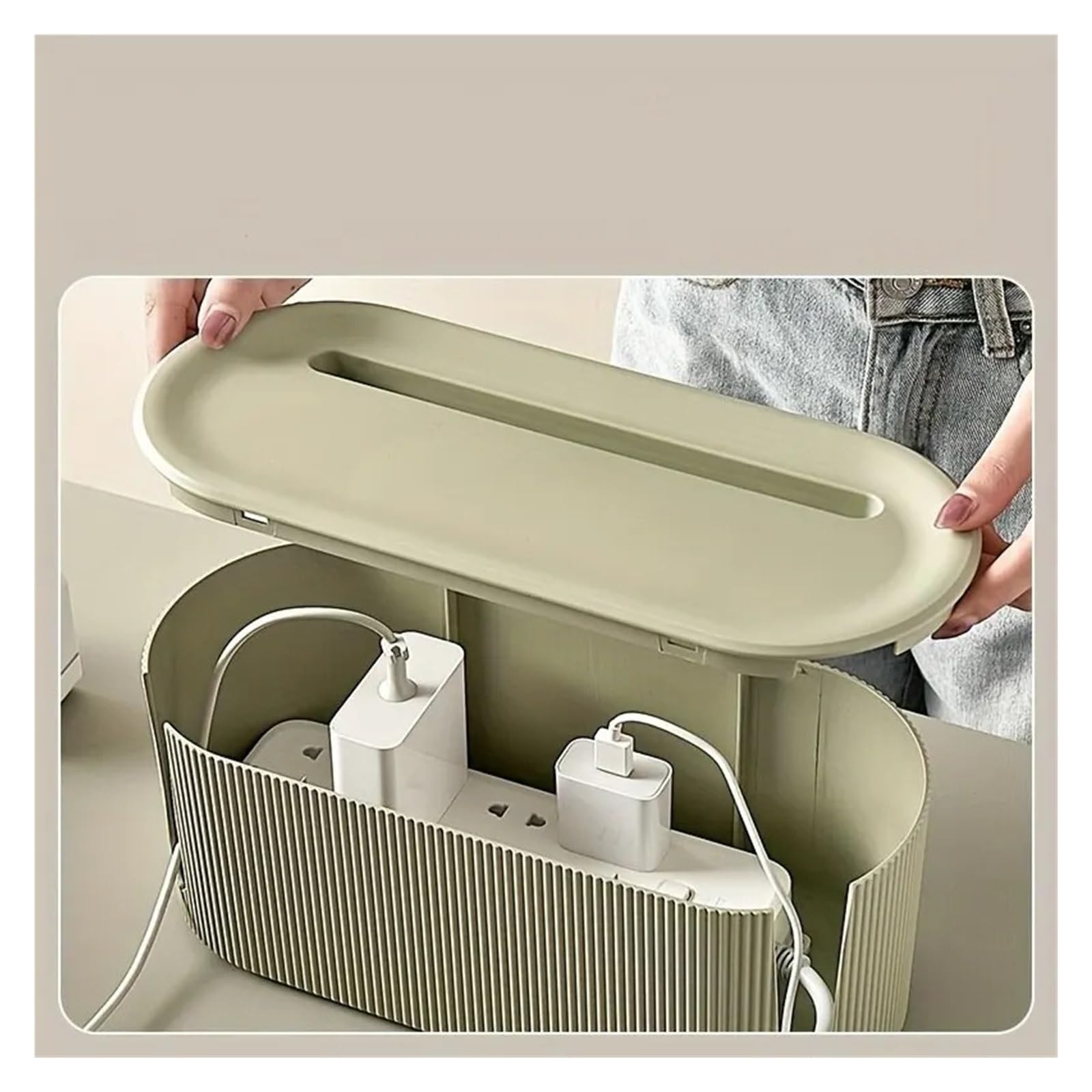 HIZON Caja organizadora de gestión de Cables for regletas y Cables for Tiras de alimentación TV, Caja Oculta for Cables de Ordenador(G1059C White)