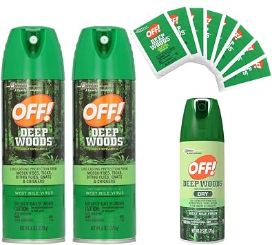 Off! Deep Woods Dry Insect Repellent - Bug Spray 3 Pack & Towelettes