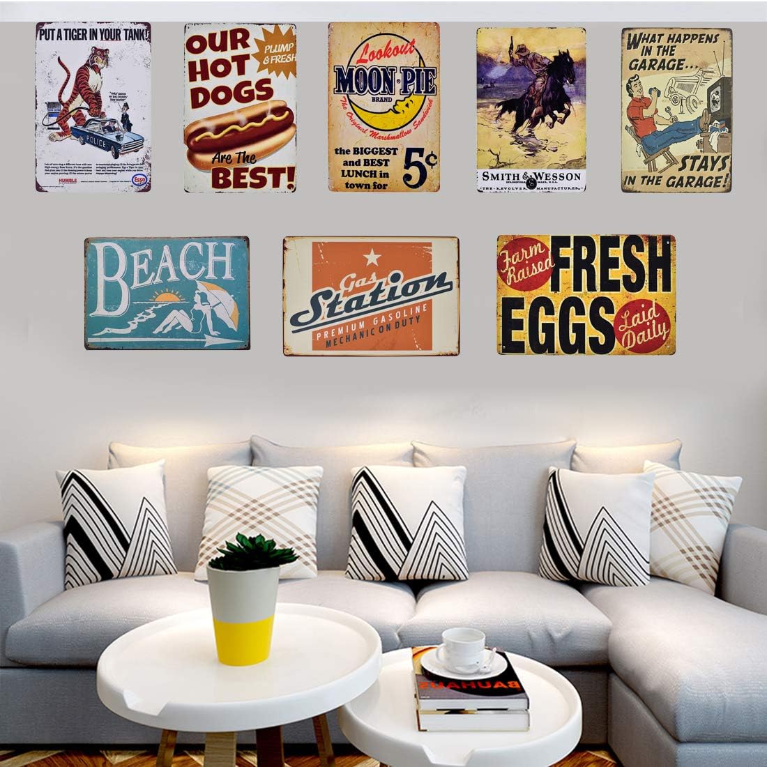 Flytime Farm Fresh Eggs Raised Rustic Metal Sign Retro Bar Country Home Bedroom Wall Restaurant Hanging Signs 8X12Inch