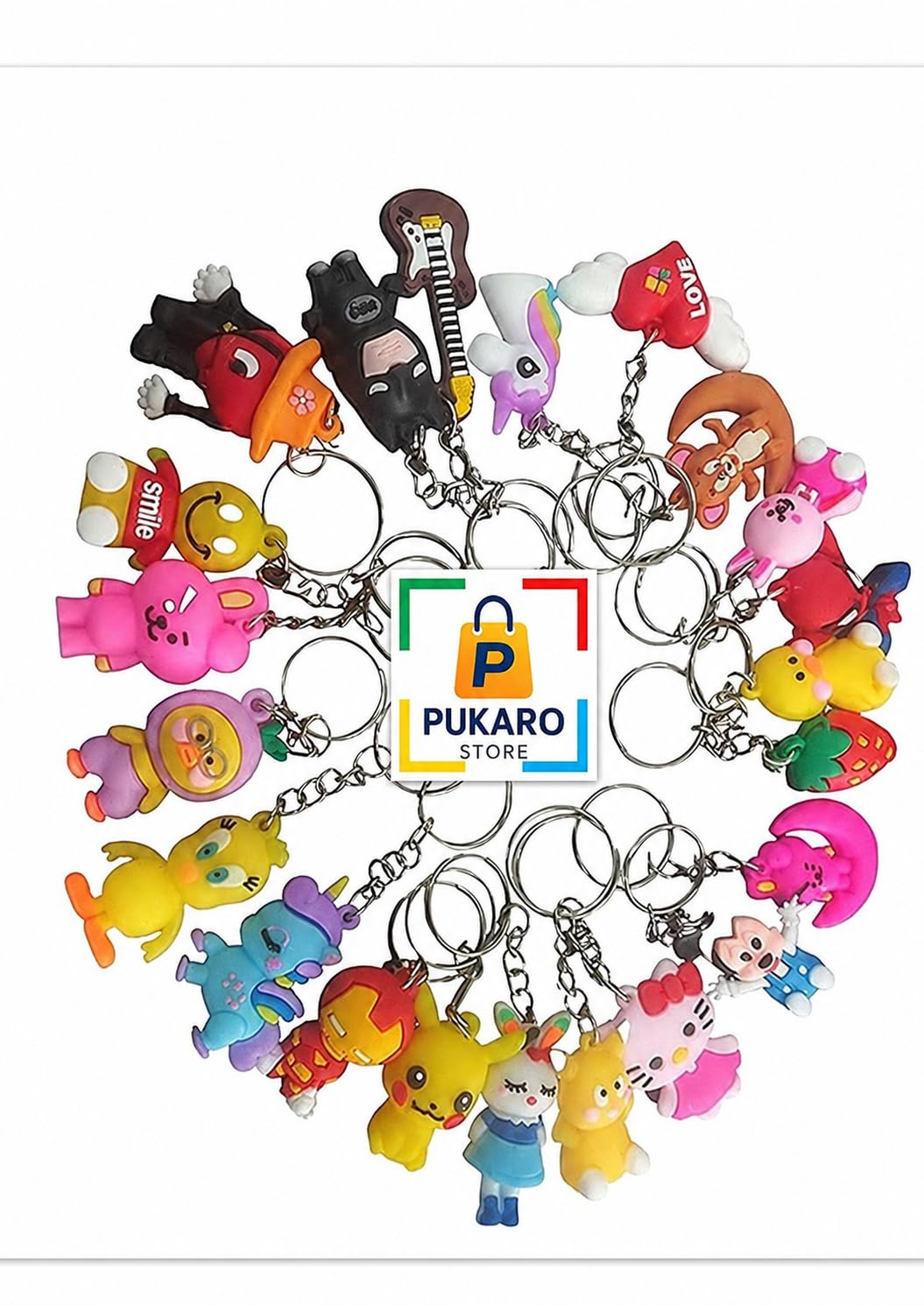 PUKARO Kids Cartoon Keychain 12, Soft Silicone Rubber, Multicoloured, Fun Theme for Children-image-45