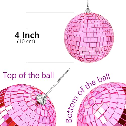 Miniatura 2 de Bolas de espejo con cuerda para colgar, bola de discoteca de 4 pulgadas para fiestas, DJ, club, escenario, decoración de pasteles de boda,