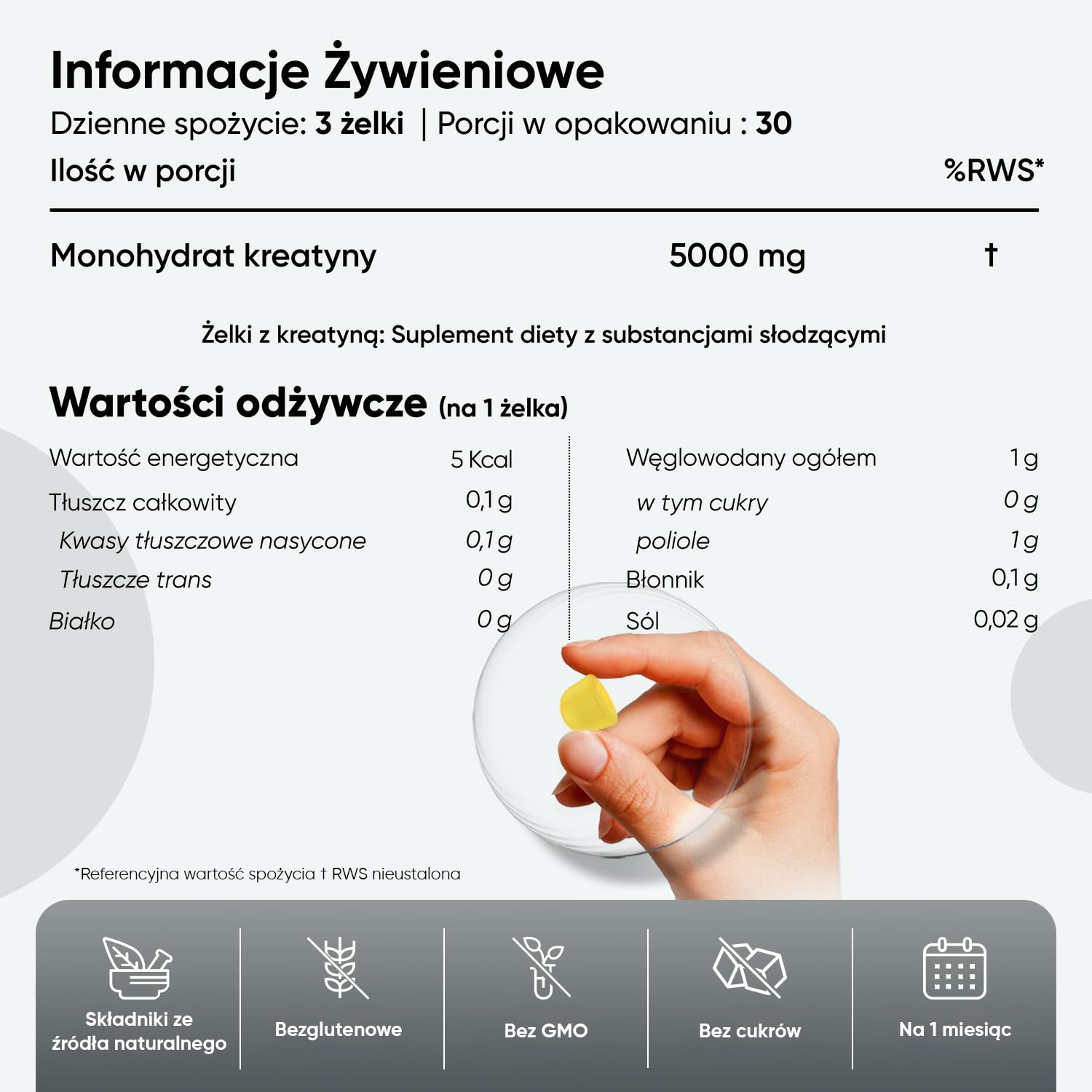 Żelki z monohydratem kreatyny 3000 mg – cytrynowe żelki przedtreningowe z monohydratem kreatyny bez cukru i glutenu, odpowiednie dla wegan – suplement na siłownię, bez GMO | 90 żelków bez cukru, pyszne żelki kreatynowe o smaku cytrynowym, bez inżynierii g