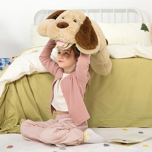 Miniatura 2 de MaoGoLan Peluche de perro gigante, perro de peluche grande de 31 pulgadas, almohada de peluche esponjosa y tierna, juguete de cumpleaños para niñas