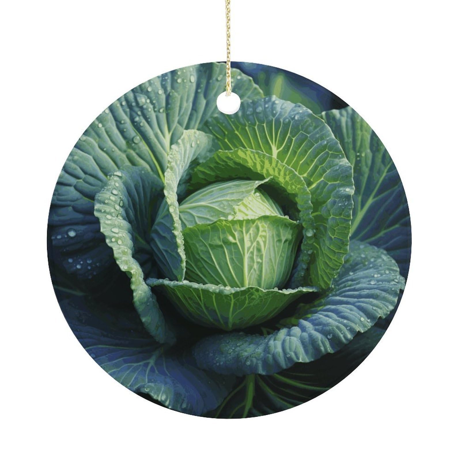 Bright Cabbage Christmas Ornaments Colorful Round Ceramic Ornament Christmas Hanging Decor Christmas Tree Decorations Xmas Keepsake for Women Men Xmas Holiday Party