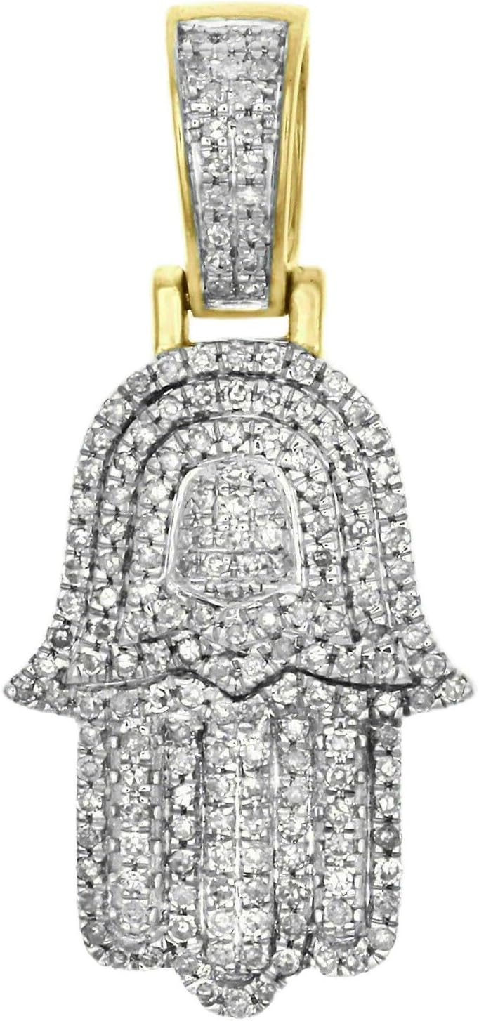 1 CT Round Lab Created Diamond Hamsa Hand Religious Unisex Pendant Charm 14K Yellow Gold Over Sterling Silver