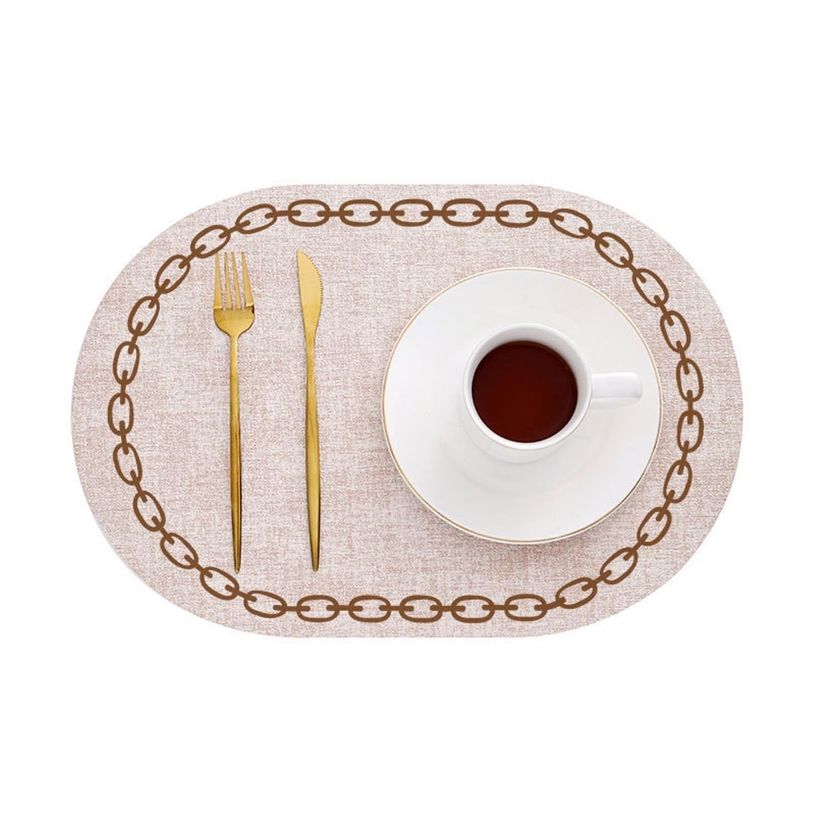 Set de table rose motif chaîne rectangulaire 30x44cm anti-rayures x2