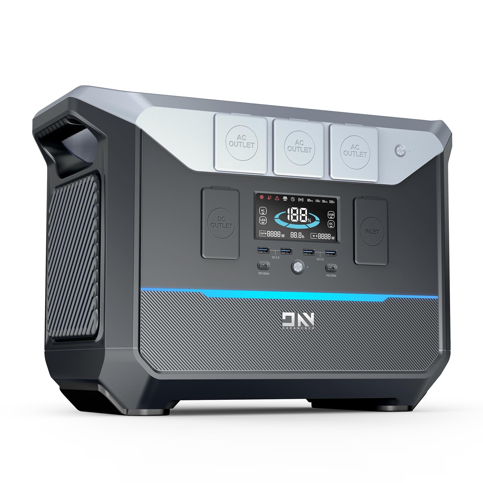 Irishom Centrale Electrique Portable, 2000W 2073.6Wh Capacité Batterie Générateur Solaire Mobile d'urgence, pour Sauvegarde à Domicile/Camping/Extéirieur/RV