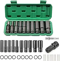 Jogo de Soquetes de Impacto 1/2 Profundos 11 11 Peças (10-24mm) - Cr-V - Alta Torque - Caixinha Organizadora - Ideal Carros e DIY (11)