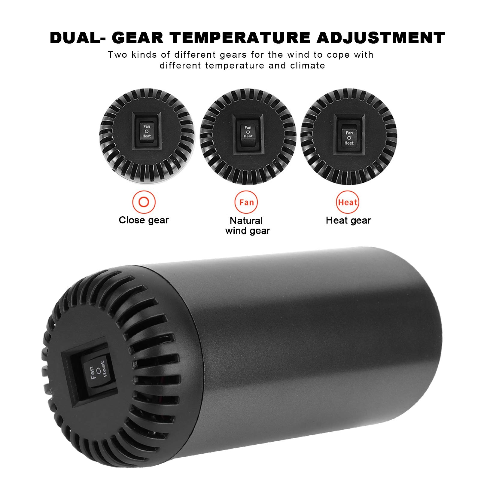 Dilwe Autokühlungs-Heizlüfter, 150 W Auto-Entfroster, 12 V Auto-Zigarettenanzünder, Geeignet für Auto, Camping