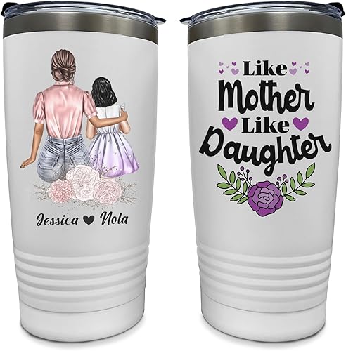 Vista 10 de Vaso de acero inoxidable personalizado con tapa (20 onzas) Best Friend,Mamá y 2 hijas,Mamá y 2 hijos,Mamá e hija,Mamá, hija e hijo,mamá e hijo