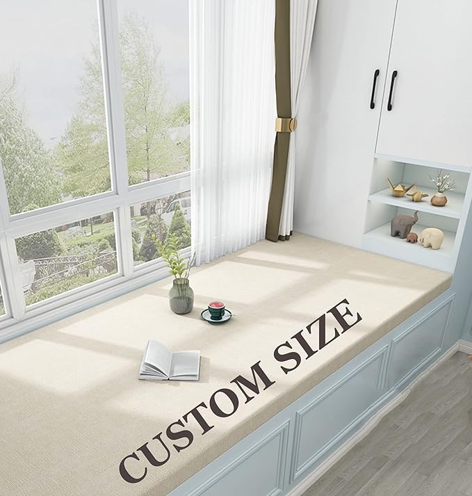 RAKTOV Custom Bench Cushion Thick Upholstery Foam Bench Seat Cushion Nonslip Rectangle Seat Pad