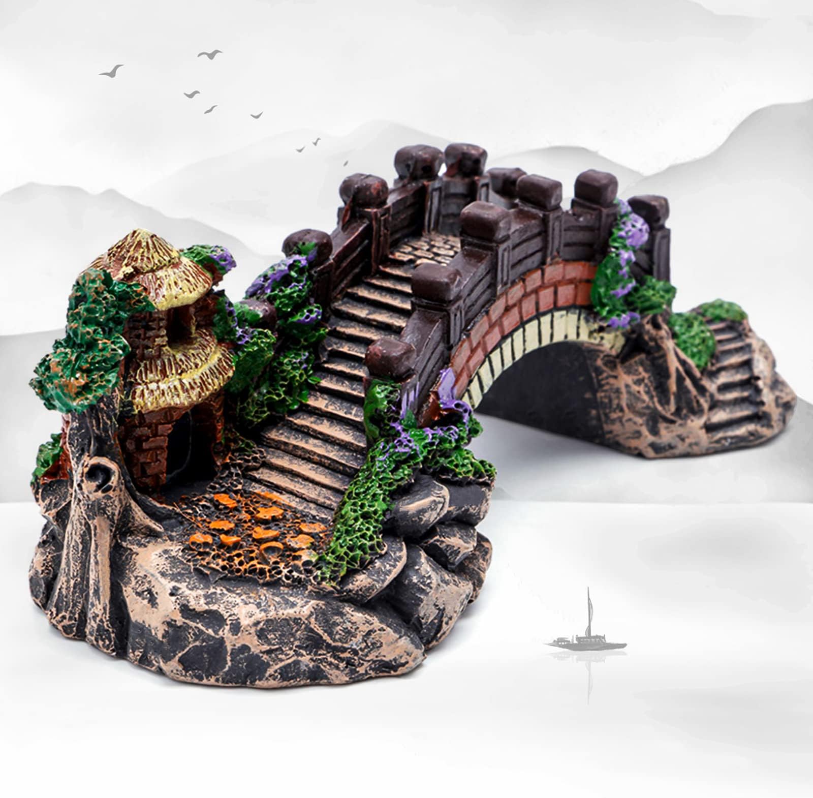 Snyvpra 2er Set Aquarium Baumstamm Deko - Natürliche Moos-Optik Für Fische & Reptilien