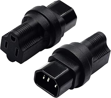 3 Prong USA C14 to NEMA 5-15R Plug Power Adapter for Standard Computer Power Adapter 15A/125V IG-320 NEMA 5-15R to IEC 60320-C142 Pack
