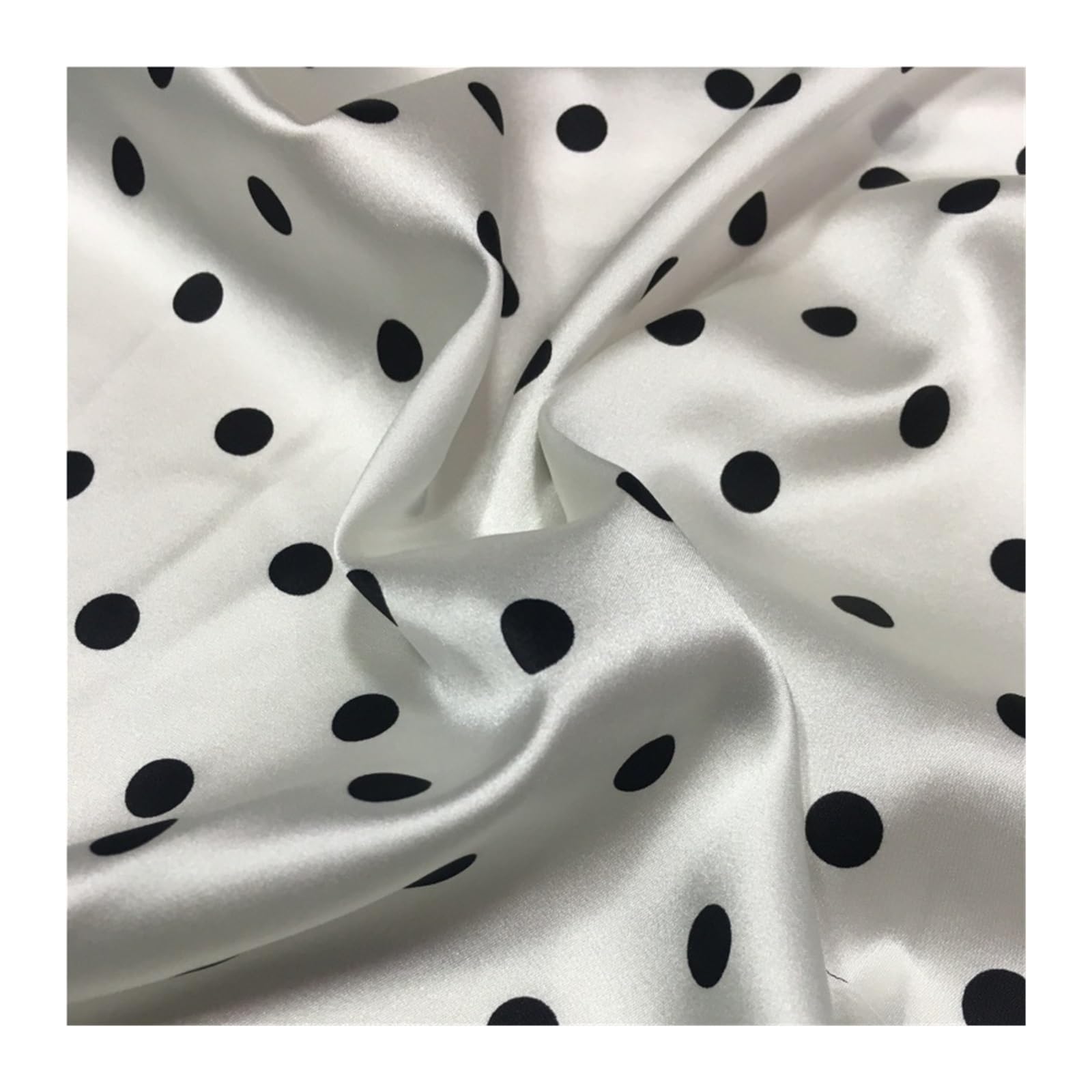Polka Dots Elastic Silk Plain Satin Fabric White 0.5-5 Meter(0.5 Meter)