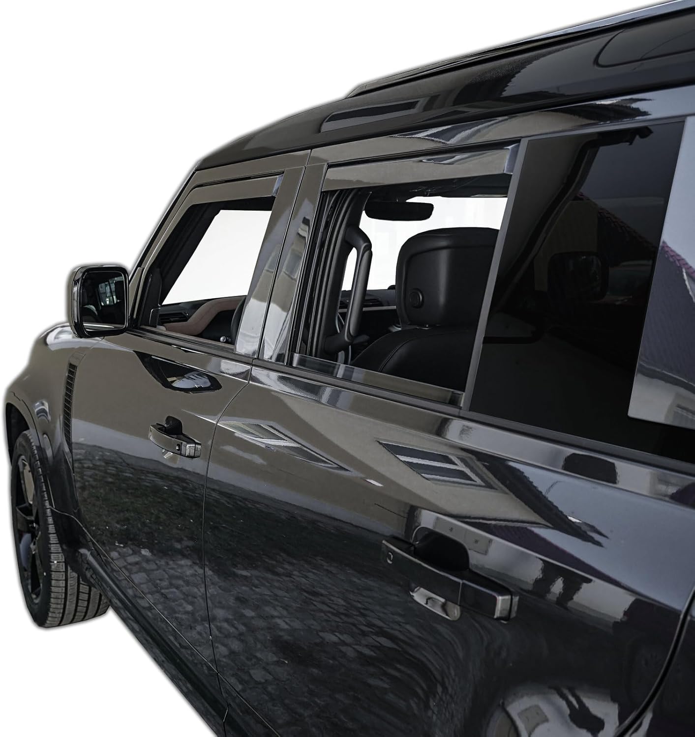 in Channel Rain Guards for Car Windows 2020-2026 Land Rover Defender (110, 130), Durable Window Vent Visors Deflectors, Custom Fit, All Weather 4 pcs.