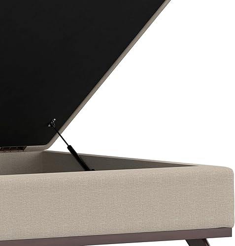 Vista 129 de SIMPLIHOME Owen - Otomana rectangular pequeña de 36 pulgadas de ancho de mediados de siglo en piel sintética vegana negra envejecida, montada