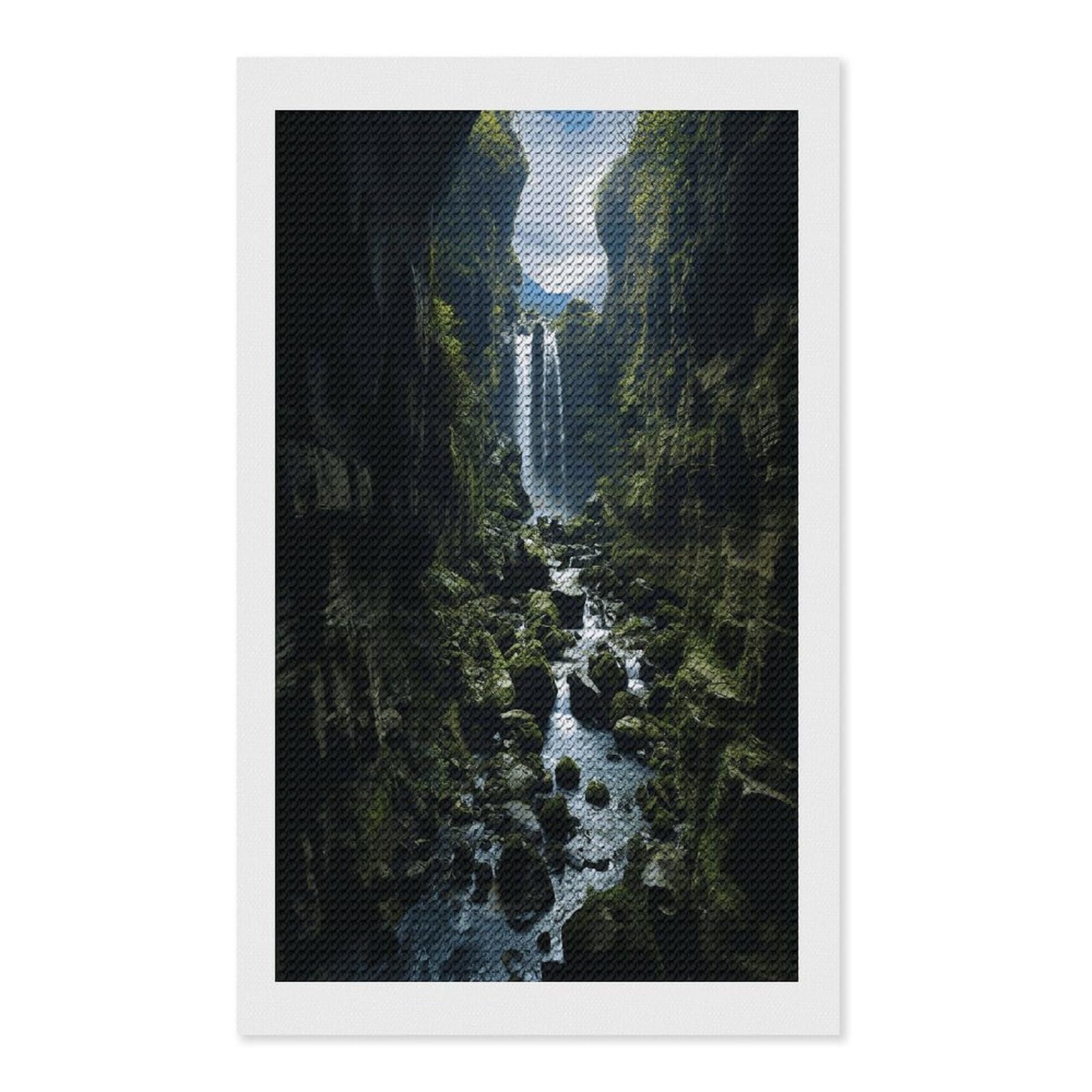 FekiLoot Waterfall Cliff Paint by Numbers Kit for Adults Beginner DIY Diamond Dots Paintings Round Full Drill Diamond Art Kits Picture Diamond Art Painting Kits for Home Decor 12"x20"