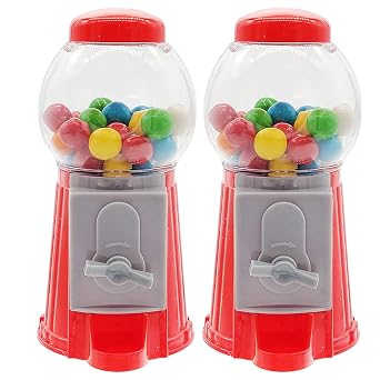 2-Pack Pack Mini 5" Inch Gumball Machine Without Candy Plastic Bubblegum Dispenser Red Gumball Machine Vending Candy Dispenser for Novelty Birthday Fits 0.05 Small chewing gum