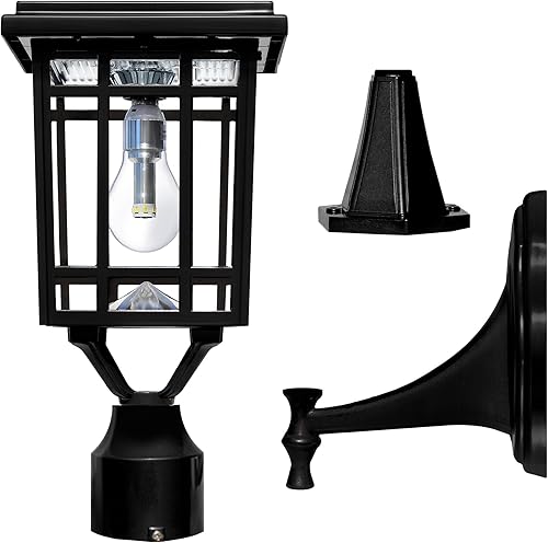 Miniatura 10 de Gama Sonic Lámpara de luz solar para exteriores, 15.75 pulgadas de altura, se monta en poste, muelle o pared; lámpara solar de aluminio y vidrio,