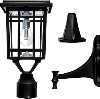Prairie Bulb Lamp Outdoor Solar Light Fixture, Pole,Pier, & Wall Mount, Solar Lights Outdoor, Black, 114B033