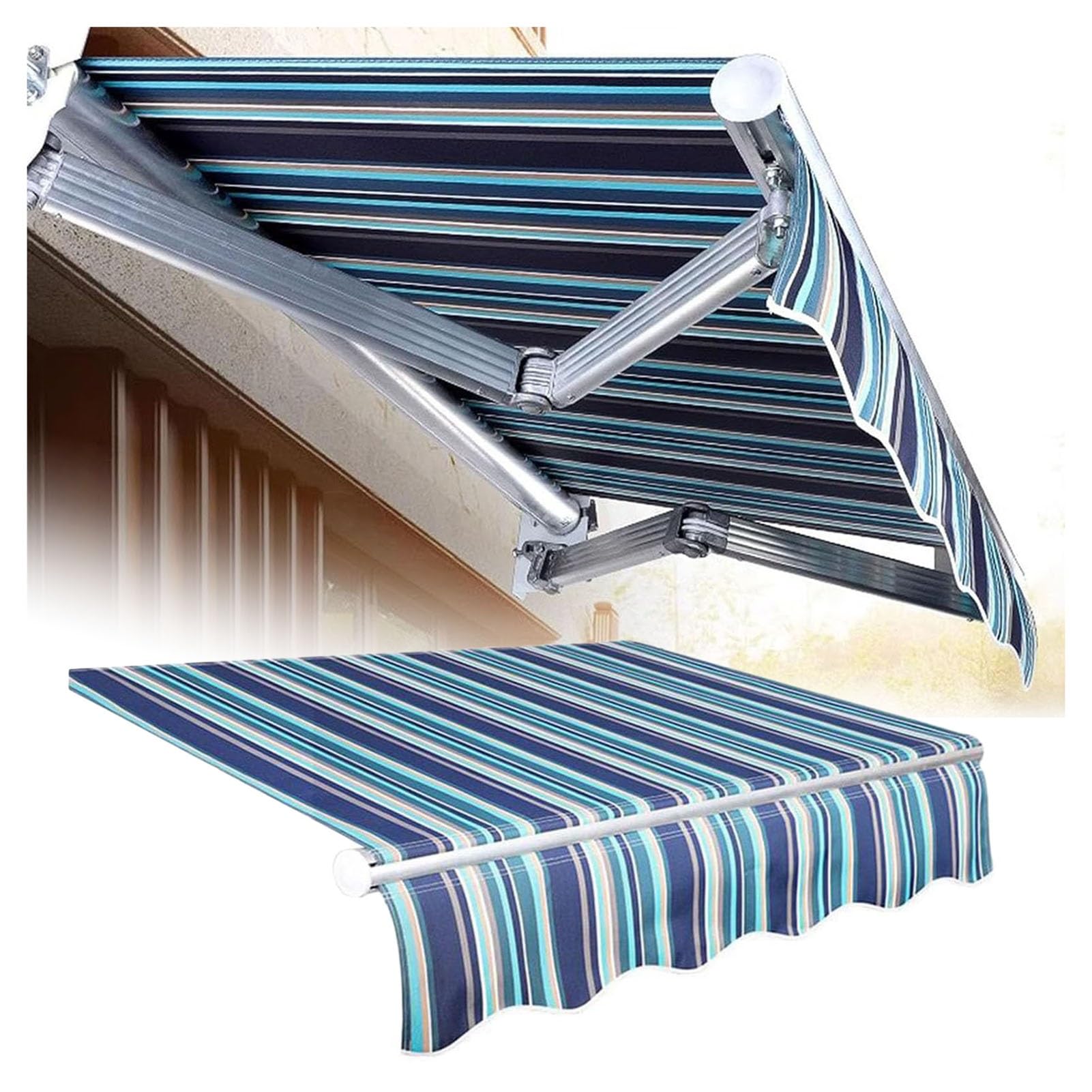 ZFUCMAYL Replacement Canvas for Retractable Awning,Stripes Awning Replacement Fabric Top Cover,Fabric Only,280g Polyester Shade Cover for Car Side Market(11.48x8.2ft)
