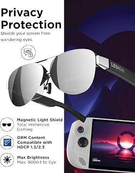 Lenovo Legion Glasses Gen 2 - Micro-OLED Personal Wearable Monitor for Gaming & Movies, FHD 120Hz Plug-and-Play Display for Lenovo Legion Go & USB-C Devices, High-Fidelity Audio & Privacy