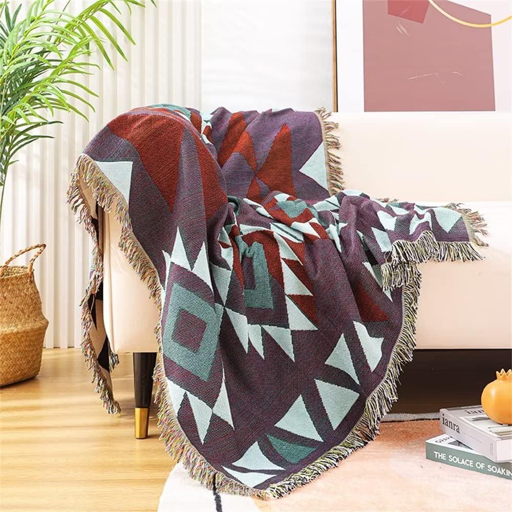 Homesy Aztec Throw Blankets Navajo Southwestern Throws Cover Reversible Green Boho Southwest Blanket for Couch Chair Sofa Bed Home Outdoor Beach Car Tent Travel Camping 51"x63" - Image 4