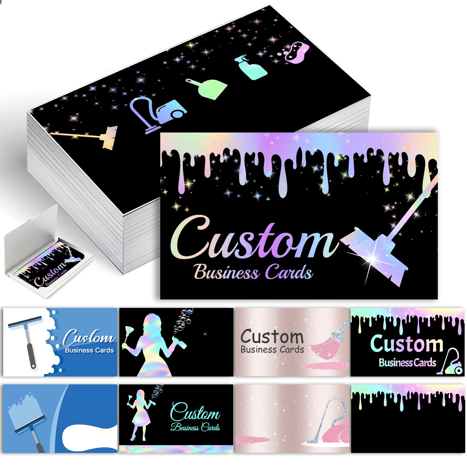 Custom Cleaning Business Cards Customize Personalized with Logo QR Code Customizable Create Your Own Cards 1000 500 200 100