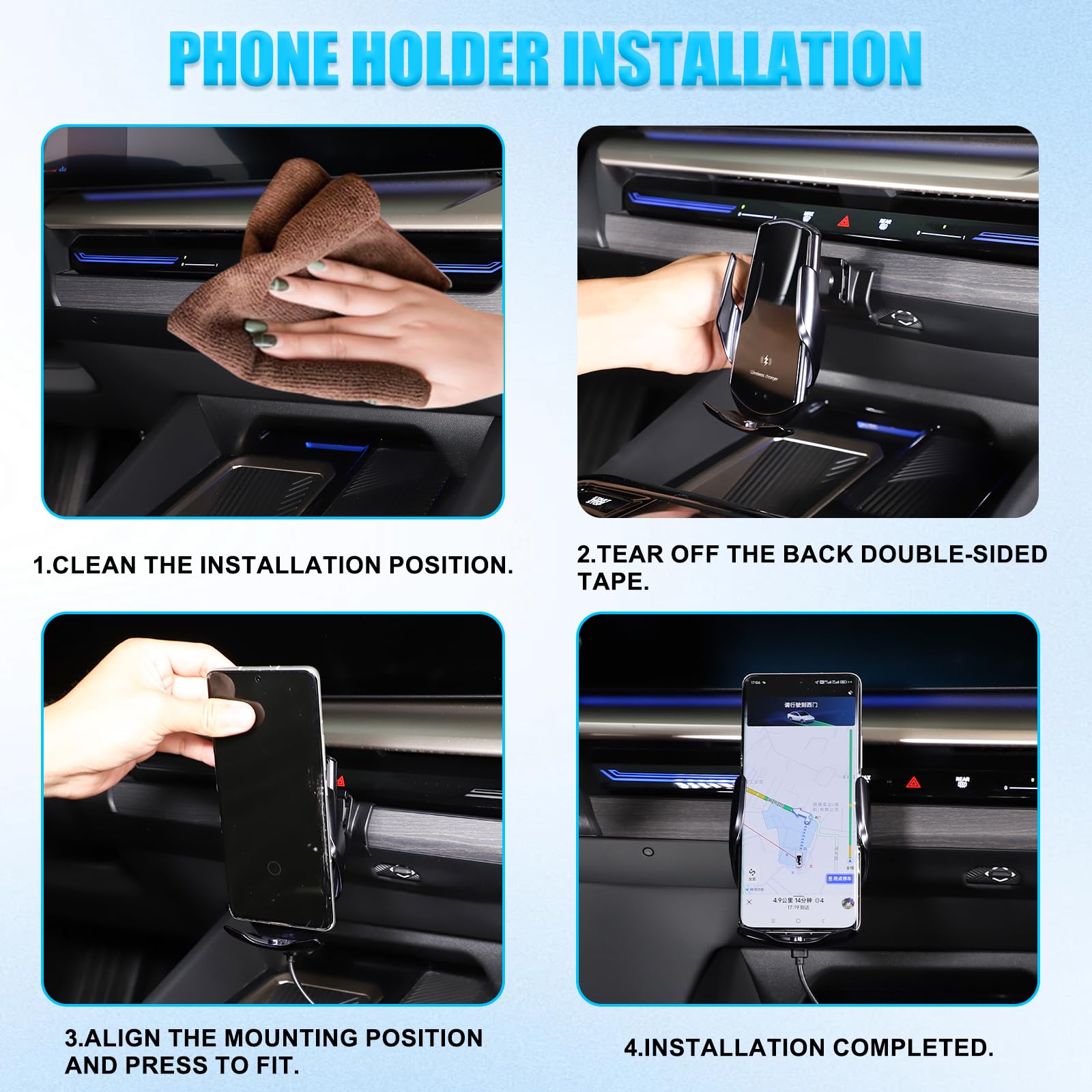 METYOUCAR Soporte de teléfono para coche para B@-m-w Serie 5 G60 2024 2025+soporte fijo giratorio para teléfono móvil para iPhone Android y smartphones universales (carga inalámbrica/estilo C)