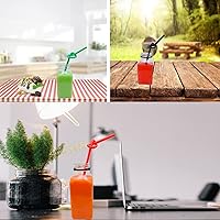 Vista 5 de 8 botellas de plástico de 8 onzas, recipientes reutilizables para bebidas a granel para jugo, leche y otras bebidas, tapa blanca