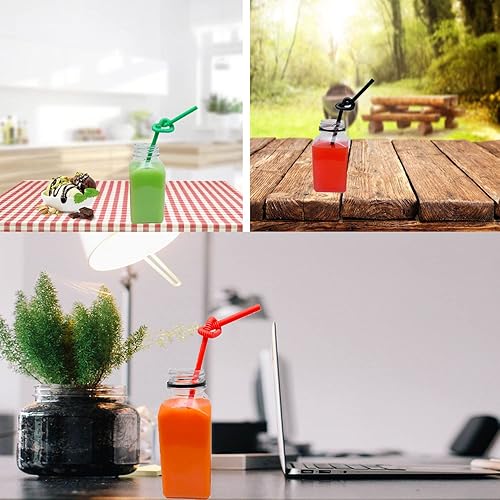 Miniatura 5 de 8 botellas de plástico de 8 onzas, recipientes reutilizables para bebidas a granel para jugo, leche y otras bebidas, tapa blanca