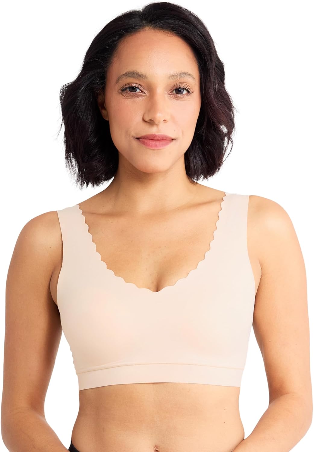 Floatley Cozy Scalloped Bra Comfort Wirefree Full Coverage Seamless Bra with Embedded Pad for Women