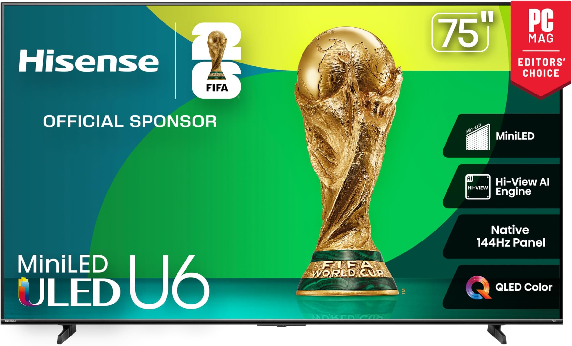 75" Class U6 Series Mini-LED 4K UHD Smart Fire TV (75U65QF, 2025 Model) - QLED, HDR10+, Native 144Hz, Dolby Vision IQ, Dolby Atmos, Game Mode Pro, ALLM, Alexa Built in, Black