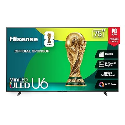Hisense 75" Class QD7 Series Mini-LED 4K UHD Smart Fire TV (75QD7QF, 2025 Model) - QLED, Native 144hz, HDR10+, Dolby Vision, Dolby Atmos, Game Mode Pro, ALLM, Alexa Built in with Voice Remote, Black