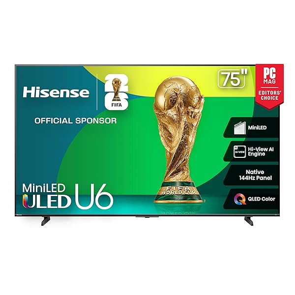 Hisense 75" Class QD7 Series Mini-LED 4K UHD Smart Fire TV (75QD7QF, 2025 Model) - QLED, Native 144hz, HDR10+, Dolby Vision, Dolby Atmos, Game Mode Pro, ALLM, Alexa Built in with Voice Remote, Black