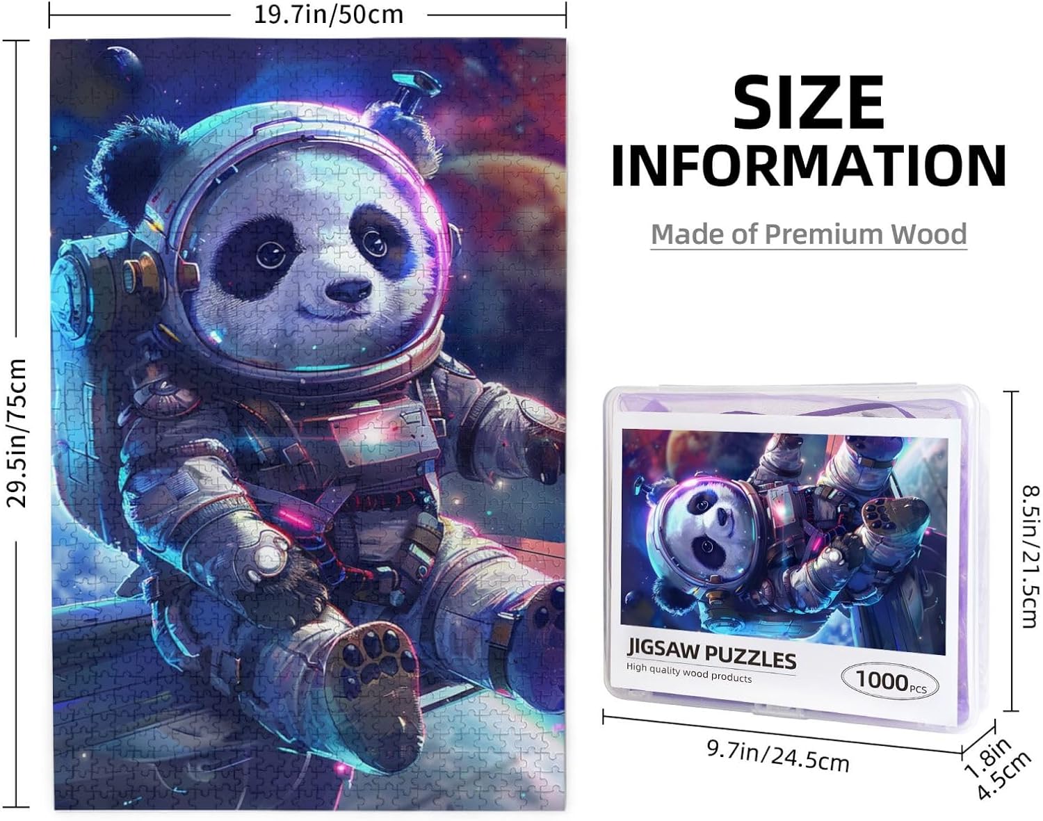 Galaxy Panda Jigsaw Puzzle 1000 Piece for Adults & Kids, Wall Hanging Puzzles Intellectual Decompressing Fun Family Game Large Puzzle Game Toys Gifts