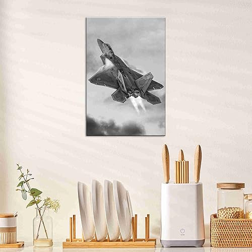 Miniatura 7 de Póster militar F-22 Raptor Jet Fighter, arte de pared de avión, avión, vuelo volador, póster impreso en lienzo pintura de pared para hombres,