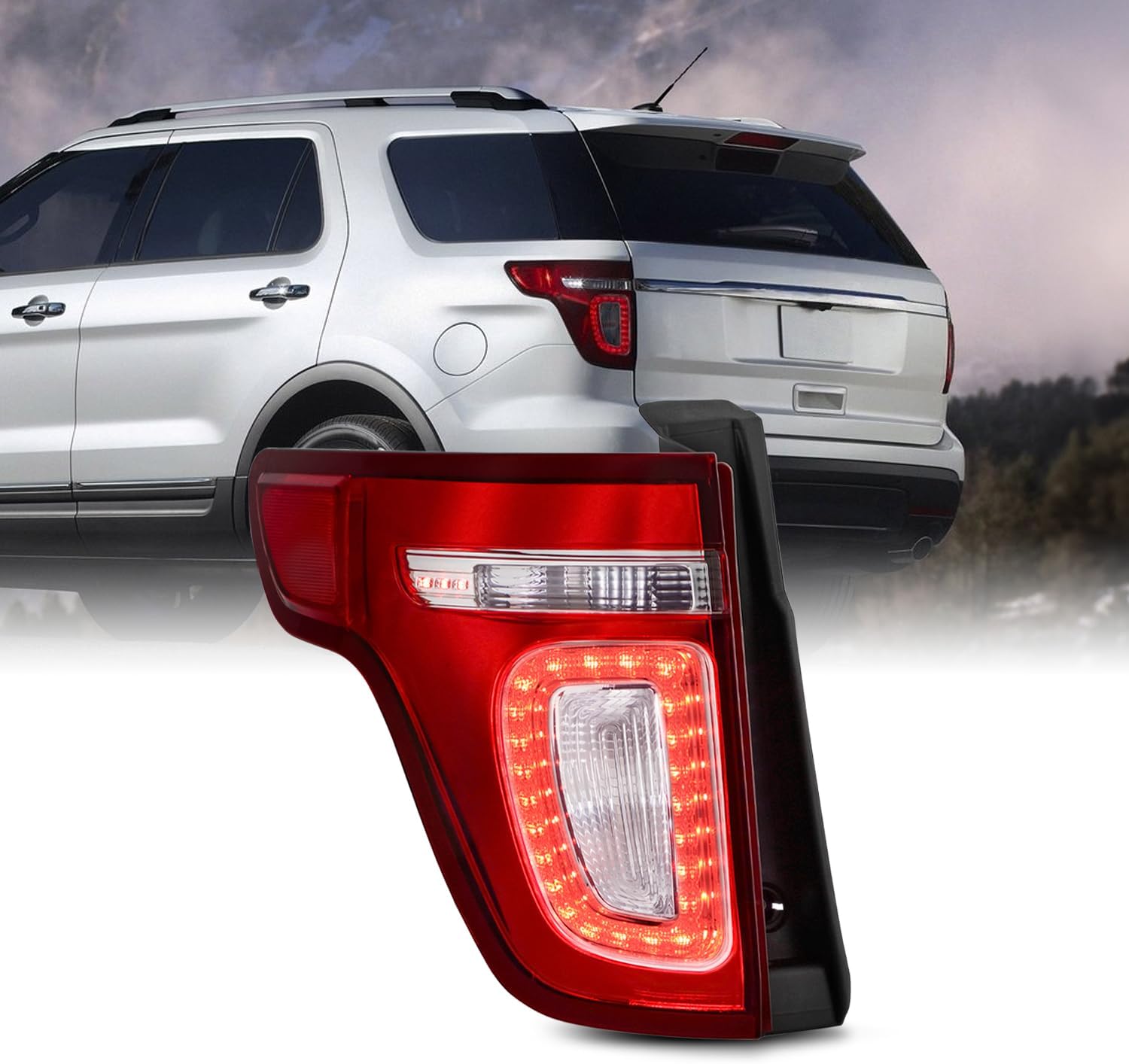 SHENKENUO 2X 4 Inch Black LED Fog Lights For 2011-2015 Ford Explorer Clear Lens Cold White 6000K