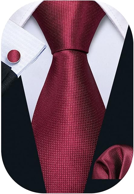 Barry.Wang Men Ties Plain,Solid Colors Handkerchief and Cufflink Necktie Set Formal Wedding Business