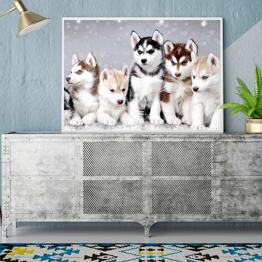(40x50cm) Square Diamond DIY 5D Kits Full Drill Husky Family DIY Art Cross Stitch Set Full Drill Square Diamond Art Wall Painting Pictures Embroidery DIY Stitch Crystal Mosaic for Home Decor - Image 4
