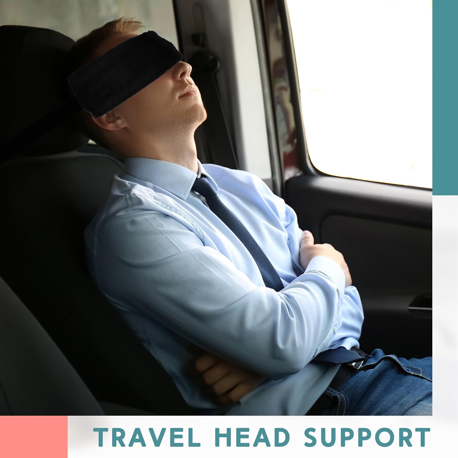 Xtinmee 2 Pcs Travel Pillow for Sleeping Airplane Headrest Airplane Head Strap Sleeper Pillow Travel Head Sleep Support Band with 2 Extension Straps for Car Plane Travel(Gray, Black) - Image 5