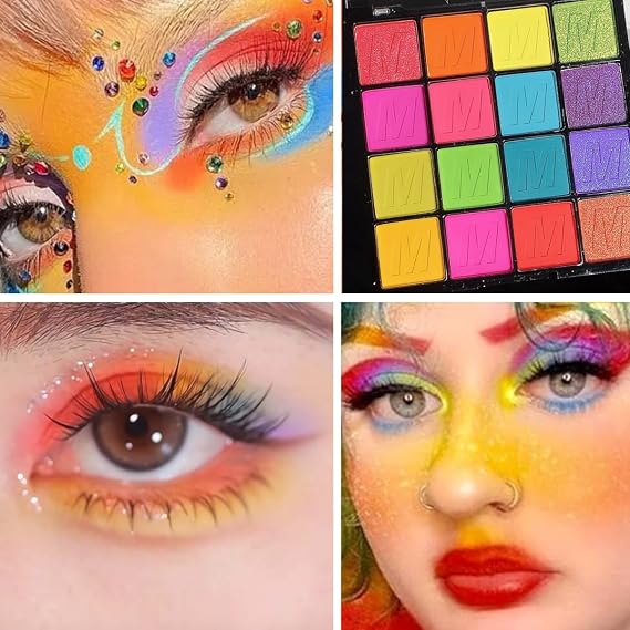 16 Colors Eyeshadow Palette Matte Shimmer Texture Well Pigmented Color Bomb Eyeshadow Red Green Blue Purple